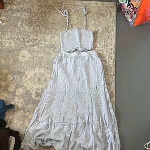 Abercrombie & Fitch Light Blue with White Dots Matching Top and Skirt Set